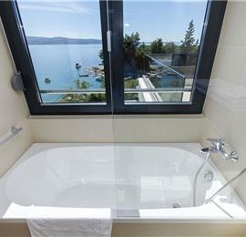 5 bedroom beachfront villa with heated pool near Omis, sleeps 9